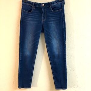 American Eagle Outfitters Jeggings Super Stretch Crop 8 LONG Blue Casual Denim